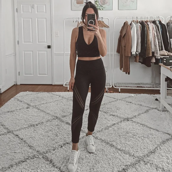 Lululemon Black Wunder Under Metta Mesh Leggings Size 6 - Picture 3 of 9